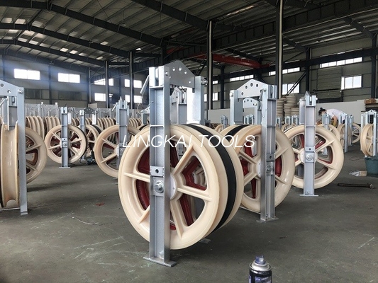 508X75mm 3 عجلات نايلون مجمعة كتل التوتير الموصل العلوي